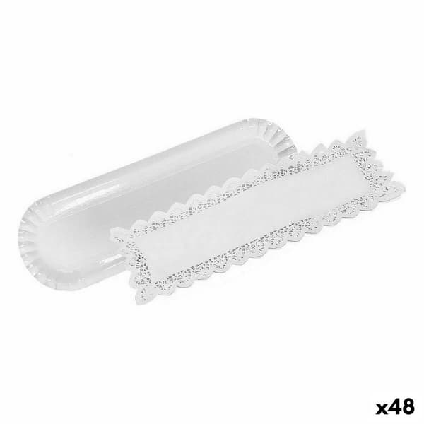 Uppsättning med Brickor Algon Vit 10 x 36 cm Engångsanvändning (2 Delar) (48 antal)
