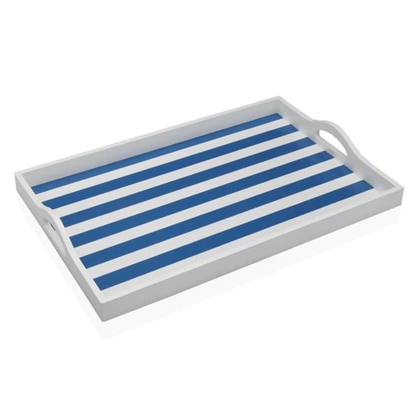 Bricka Versa Blå Trä MDF 30 x 5 x 45 cm Ränder