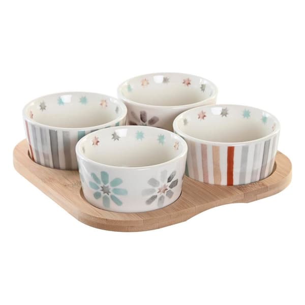 Snack bakke DKD Home Decor 19,7 x 19,7 x 1 cm Multifarvet Stentøj