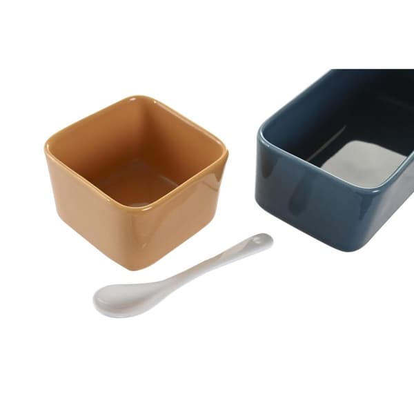 Sæt til appetizere DKD Home Decor Porcelæn Multifarvet Bambus 5 Dele (27 x 26 x 8 cm)