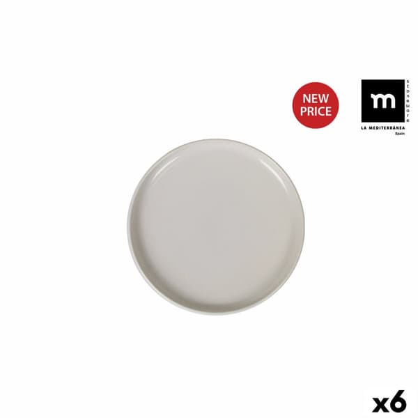 Flad Plade La Mediterránea Ivory Shine Cirkulær (6 enheder)