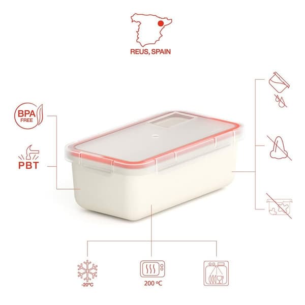 Mad Bevarelse Container Valira 6090/9 Hermetisk Hvid Termoplastisk PBT 750 ml