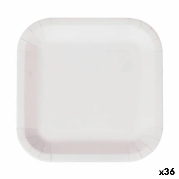 plade Algon Engangsanvendelse Hvid Pap 26 cm (36 Enheder)