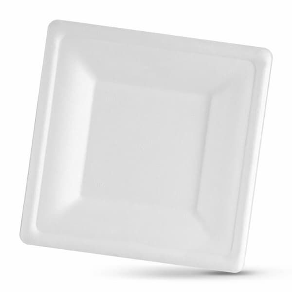 plade Algon Engangsanvendelse Hvid Sukkerrør Firkantet 26 cm (8 enheder)