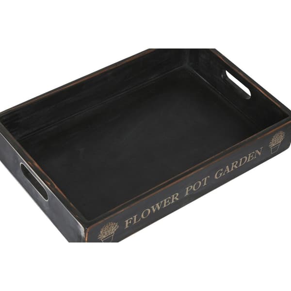 Bakkesæt Home ESPRIT Sort Gran 56 x 38 x 10 cm (3 Dele)