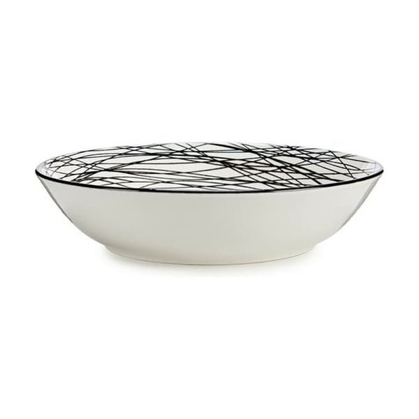 Dyp plate Striper Porselen Svart Hvit 6 enheter (20 x 4,7 x 20 cm)