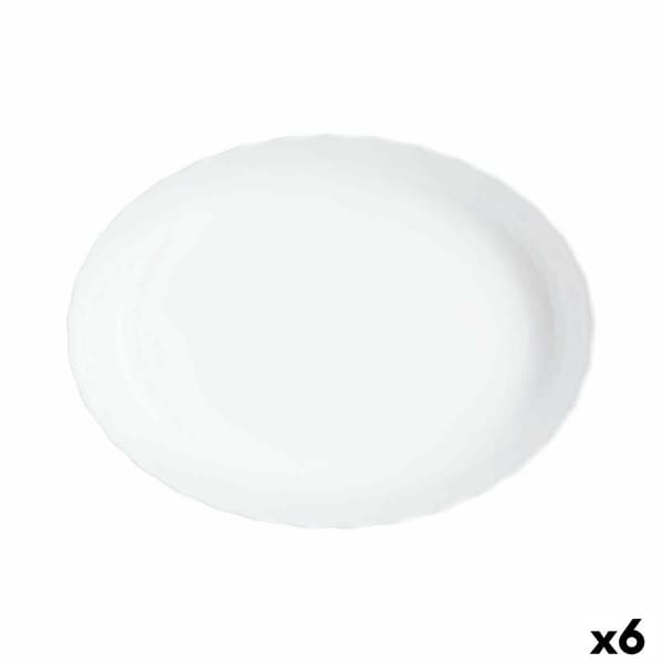 Serveringsfat Luminarc Trianon Oval Hvit Glass 31 x 24 cm (6 enheter)