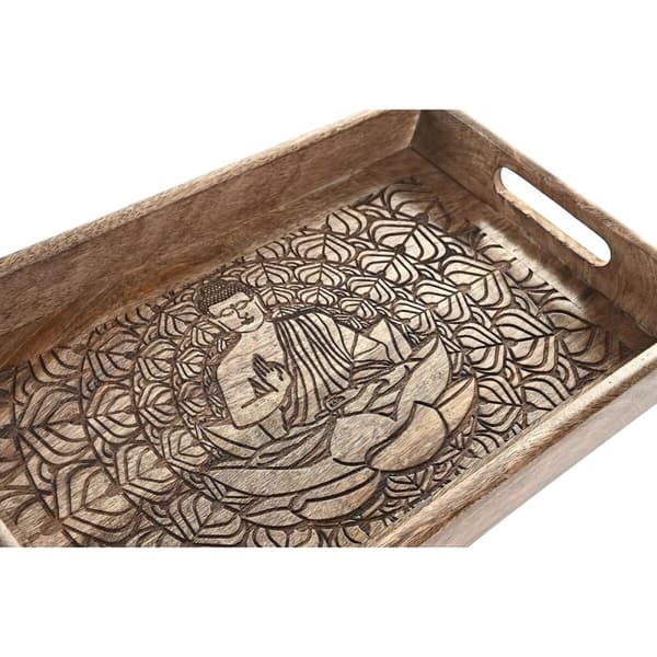 Tarjotinsetti DKD Home Decor 2 osaa Ruskea Tummanruskea Mangopuu (2 osaa)