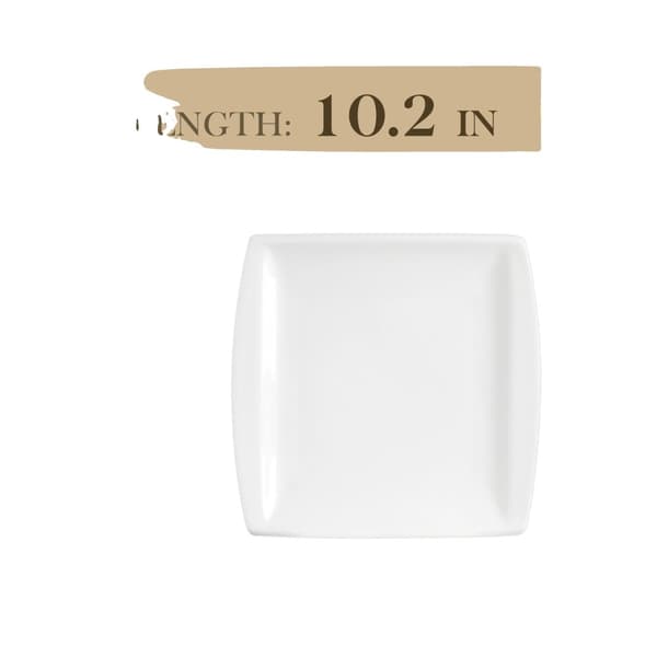 Rektangulære Keramiske Tallerkener, Mikrobølgeovn & Opvaskemaskine Sikre, 26cm & 20cm,Middagstallerken, 12 stk.