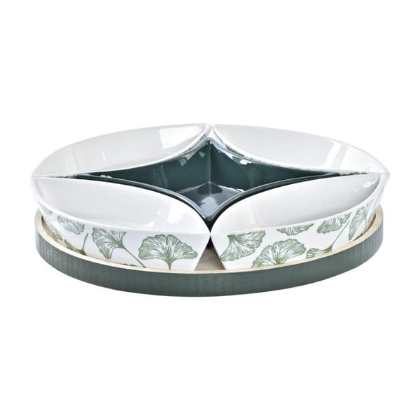 Forrettsett DKD Home Decor Tre 22 x 22 x 1 cm Ark Grønn Steintøy