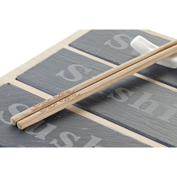 Sushiset DKD Home Decor Bambu Skiffer Svart Naturell Orientalisk 25 x 19 x 3 cm