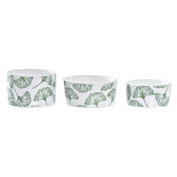 Tilltuggsset DKD Home Decor Bambu Stengods Blad Tropiskt 4 Delar 18 x 18 x 1 cm
