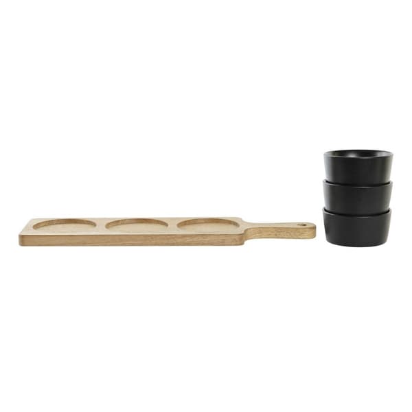 Snacksbricka DKD Home Decor Svart Naturell Akaciaträ Stengods 38 x 10 x 5,2 cm