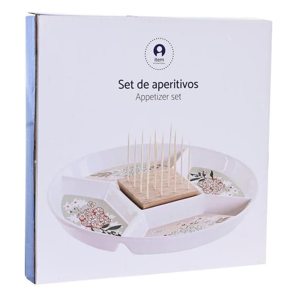 Snacksbricka DKD Home Decor 23,5 x 23,5 x 3 cm Grön Stengods