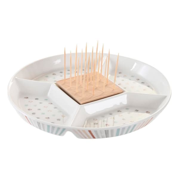 Snacksbricka DKD Home Decor 23,5 x 23,5 x 3 cm Multicolour Stengods