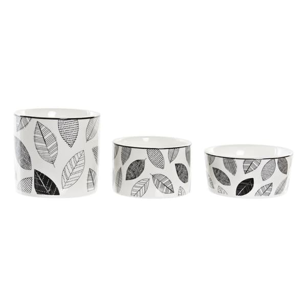 Alkuruokasetti DKD Home Decor Valkoinen/Musta Bambu Kivitavara Levyt Cottage 3 Kappaletta 8 cm 20 x 20 x 8 cm
