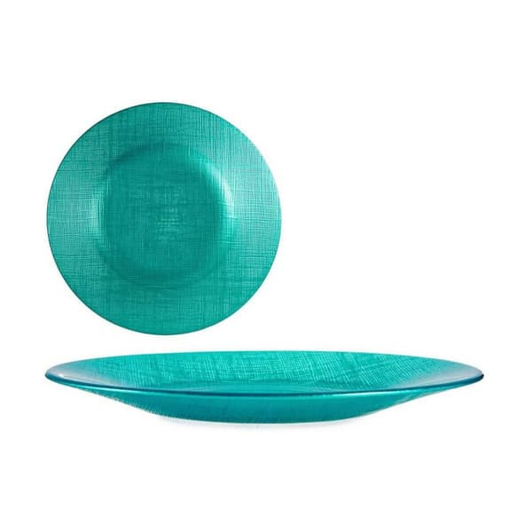 Platt skål Vivalto 323921P Turkos Glas 21 x 2 x 21 cm (6 antal)