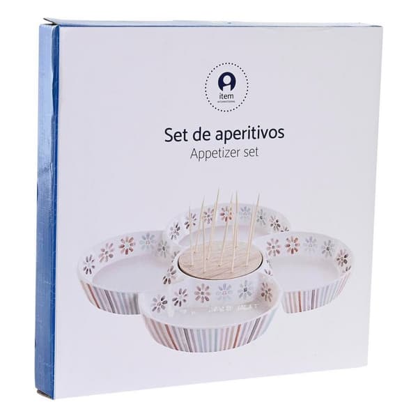 Välipalatarjotin DKD Home Decor Monivärinen 22 x 22 x 3 cm Kivitavara