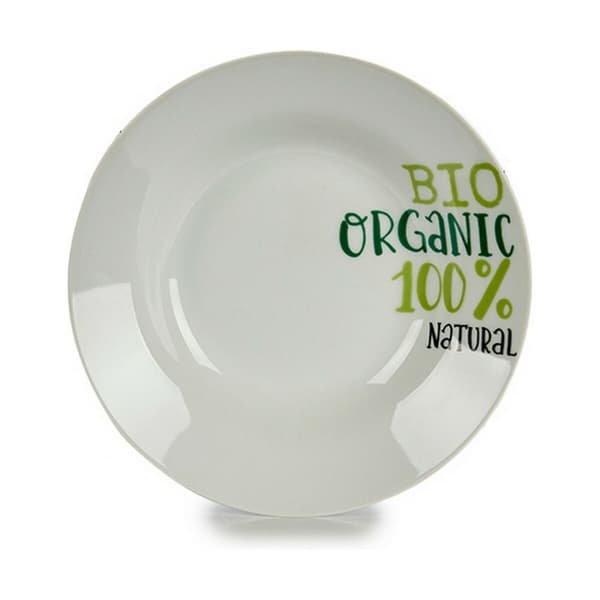 Djup tallrik Organic Vit Grön Ø 20,6 cm Porslin (10 antal)