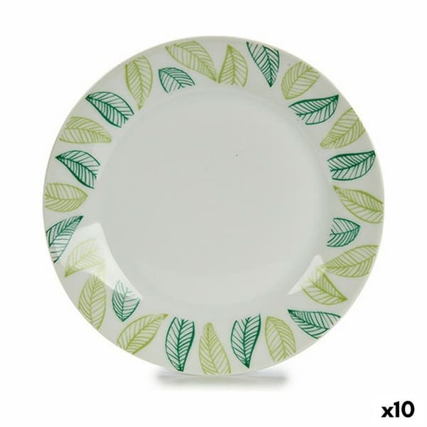 Dessert Blad Vit Grön Ø 19 cm Porslin (10 antal)