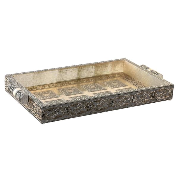 Tarjotin DKD Home Decor Samppanja Puu Metalli 36 x 22 x 4 cm