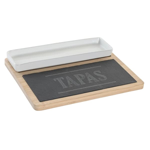 Alkuruokasetti DKD Home Decor 24 x 7 x 2,5 cm Luonnollinen Musta Taulu