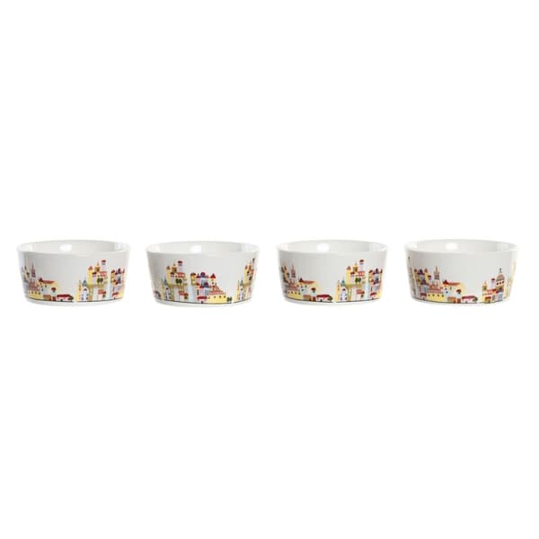 Alkuruokasetti DKD Home Decor 19,7 x 19,7 x 1 cm Luonnollinen Sininen Monivärinen Kivitavara Cottage Talot