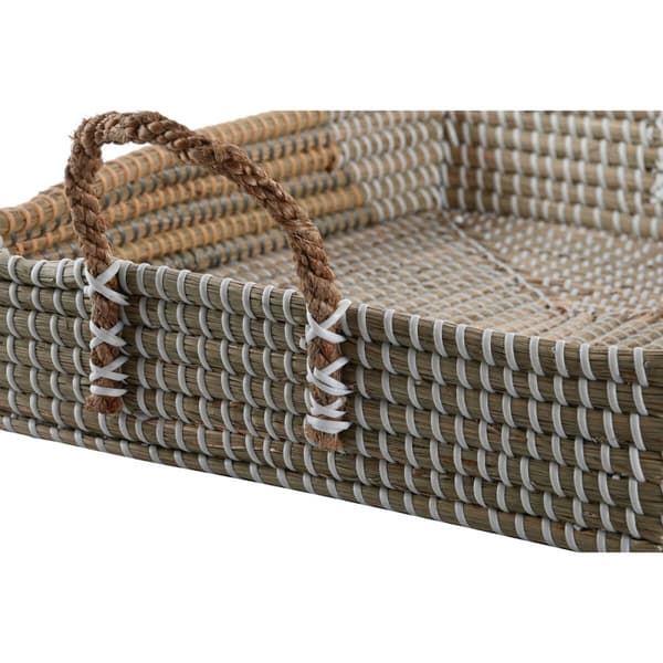Tarjotinsetti DKD Home Decor Keltainen Luonnollinen 48 x 38 x 15 cm 52 x 38 x 15 cm (2 osaa)