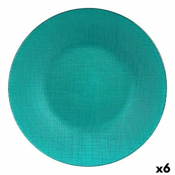 Platt skål Vivalto 323928P Turkos Glas 27,5 x 2 x 27,5 cm (6 antal)