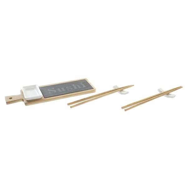 Sushi-sæt DKD Home Decor Bambus Bræt Natur Orientalsk 28 x 9 x 2 cm (3 Dele) (6 Dele)