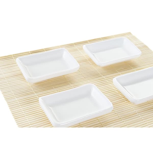 Sushi-sæt DKD Home Decor Metal Bambus Hvid Natur Orientalsk 30 x 40 cm 28 x 22 x 2,5 cm (9 Dele)