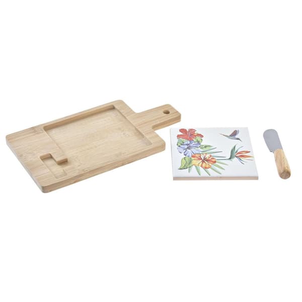 Ostebræt DKD Home Decor Bambus Aluminium Stentøj 21,5 x 11,8 x 1,5 cm (3 Dele)