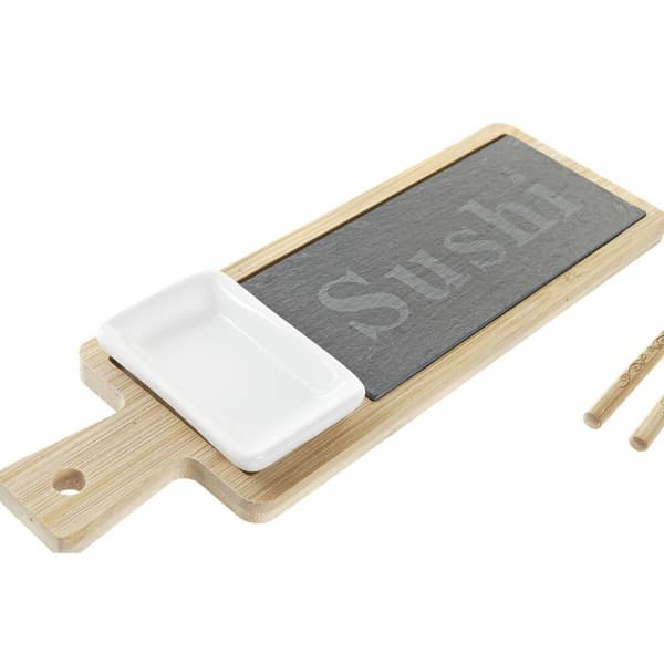Sushisett DKD Home Decor Bambus Brett Naturell Orientalsk 28 x 9 x 2 cm (3 Deler) (6 Deler)