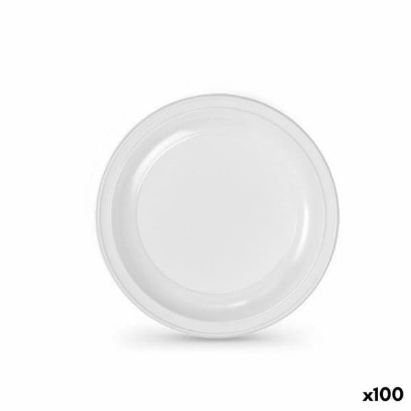 Sett med gjenbrukbare tallerkener Algon Hvit Plast 22 x 22 x 1,5 cm (6 enheter)