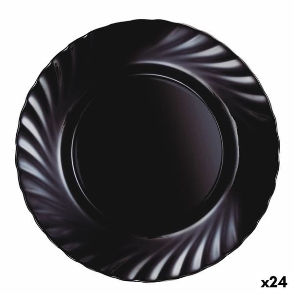 Flat tallerken Luminarc Trianon Black Svart Glass Ø 24,5 cm (24 enheter)