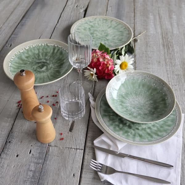 Desser tallrikar - NOVASTYL - Jade - Porslin - Set om 6 - Grön