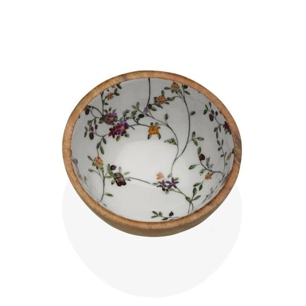 Snacksskål Versa Bambu Porslin Mangoträ Blomsteräng 13 x 7 x 13 cm