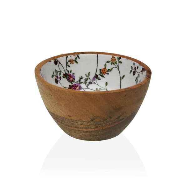 Snacksskål Versa Bambu Porslin Mangoträ Blomsteräng 13 x 7 x 13 cm