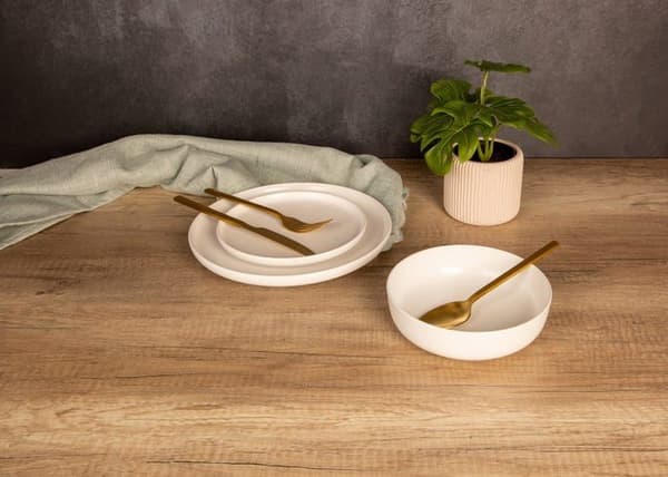 Mysig tallrik - trendig - 8539020P - Desserttallrik Baltic-Grès-D 20Cm-Set om 6, Vit