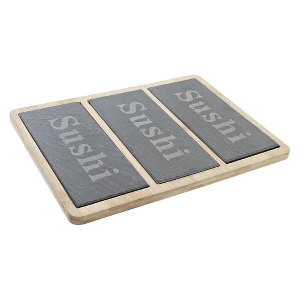 Sushiset DKD Home Decor Bambu Skiffer Svart Naturell Orientalisk 25 x 19 x 3 cm