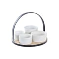 Miniatyrbild 1 av 4: Tilltuggsset DKD Home Decor Vit/Svart Metall Bambu Stengods Loft 5 Delar 20 x 20 x 14 cm