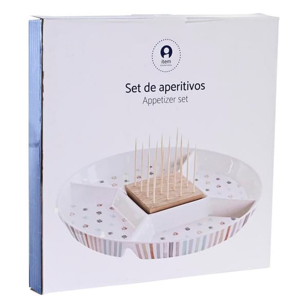 Snacksbricka DKD Home Decor 23,5 x 23,5 x 3 cm Multicolour Stengods