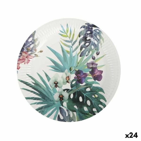 Tallriksset Algon Engångsanvändning Papp Tropiskt 3 Delar 28 cm (24 antal)