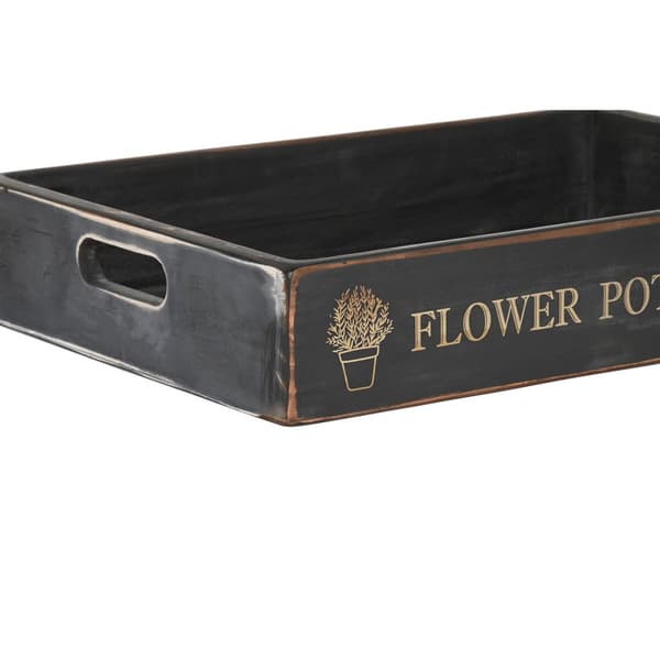 Uppsättning med Brickor Home ESPRIT Svart Granträ 56 x 38 x 10 cm (3 Delar)