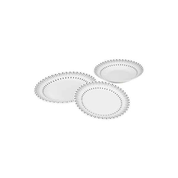 Servissats Rice grain Vit Svart Porslin 18 Delar