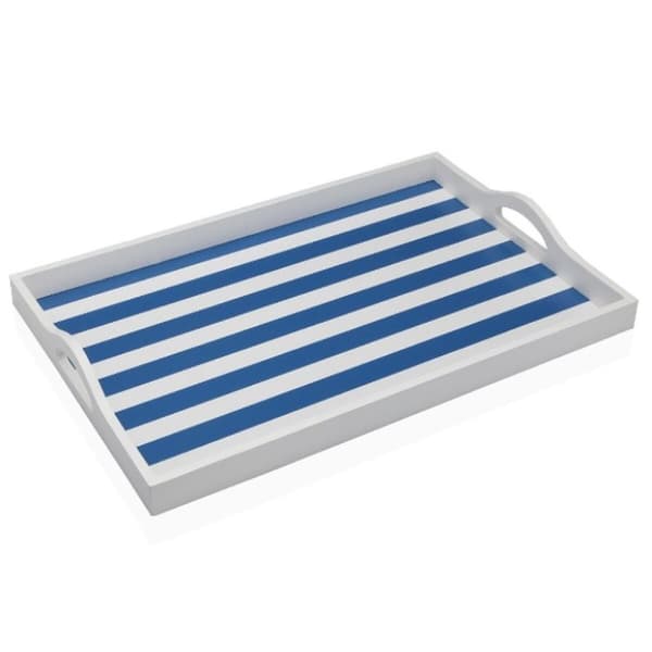 Bricka Versa Blå Trä MDF 30 x 5 x 45 cm Ränder