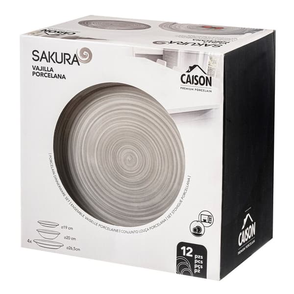 Porslinsset Caison Sakura Brun Grå Porslin 12 Delar