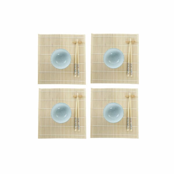 Sushi-sæt DKD Home Decor 14,5 x 14,5 x 31 cm Blå Hvid Stentøj Orientalsk (16 Dele)
