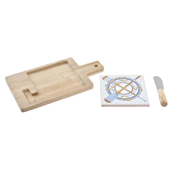 Ostebræt DKD Home Decor Bambus Aluminium Stentøj 21,5 x 11,8 x 1,5 cm (3 Dele)