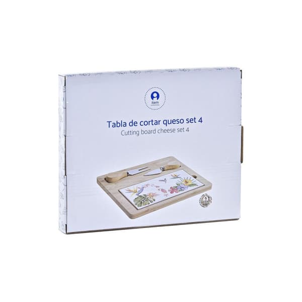 Ostebræt DKD Home Decor Bambus Stentøj 24,5 x 20 x 1,2 cm (4 enheder)